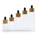 Luxury Frosted Wood Grain Cover Essential Oil Body Lotion 30ml 100ml Glass Push Button Dropper Bottle Hot Stamping