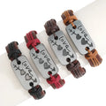 Simple and Vintage Woven Alloy Love Letter Charm Leather Braided Bracelets for Couples Creative Valentine's Day Gift