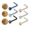 ZF 20G 316L Stainless Steel Nose Studs Rings L Shaped Hypoallergenic Shiny CZ Labret Ear Stud Tragus Earring Cartilage Wholesale