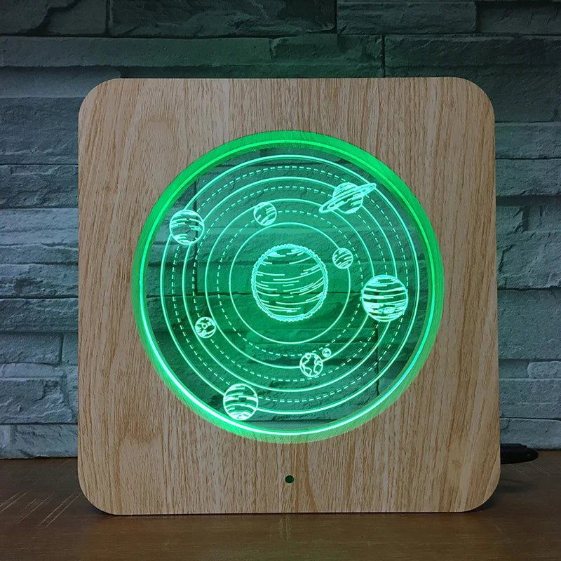 LED Hot Sell Night Lights Universe Custom Design Acrylic Lamp Home Decor Table Photo Frame 3D Lamp