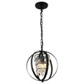 E26 Bulb Black Global Crystal Orb-Chandelier Pendant Light With Hanging Chain