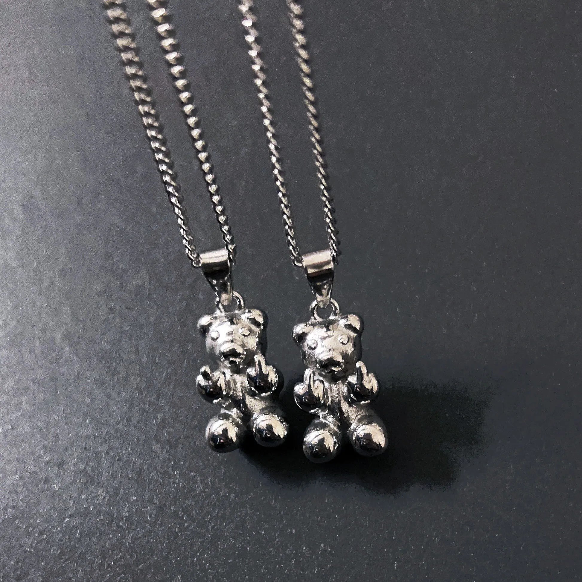 Vintage Custom Offensive Bear Pendant Punk Hip Hop Men Jewellery Stainless Steel Bear Pendants Necklace 18k Gold Plated Jewelry