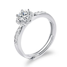Fine Jewelry Moissanite Engagement Silver Rings D VVS1 1ct Moissanite Diamond Silver Wedding Rings