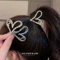 Small Metal Heart Hair Claw Clips Women Girls Sweet Pearl Rhinestone Hairpins Barrettes Headwear Heart Hair Clip