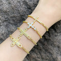 Newest Adjustable Gold Plated Crystal Cross Beaded Bracelet Zircon CZ Cross Charm Bracelet Women
