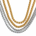 Hip Hop Accessories Neck Jewelry Gold Plated Stainless Steel Square Pearl Box Chain Necklace for Men Women