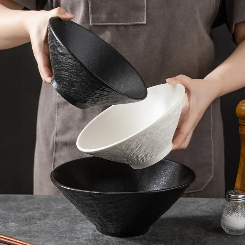 Restaurant Tableware Rock Pattern Salad Bowl Creative Retro 7/8/9 Inch Porcelain Soup Bowl Stoneware Ramen Noddle Bowl
