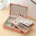 Women Girls Valentines Day Gifts Earrings Necklace Storage Box Jewelry Organizer 2 Layer Pu Jewelry Box Organizer With Lock Key
