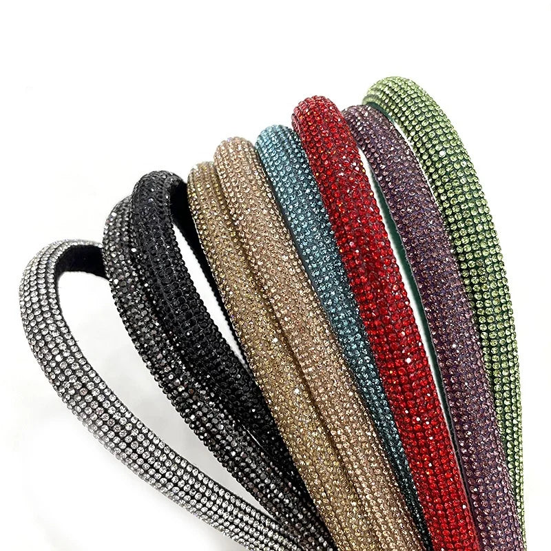 S577  1cm Semi Round Rhinestone Rope for Shoe Decoration Crystal Strip Cord Custom Fashion Sandals Decoration