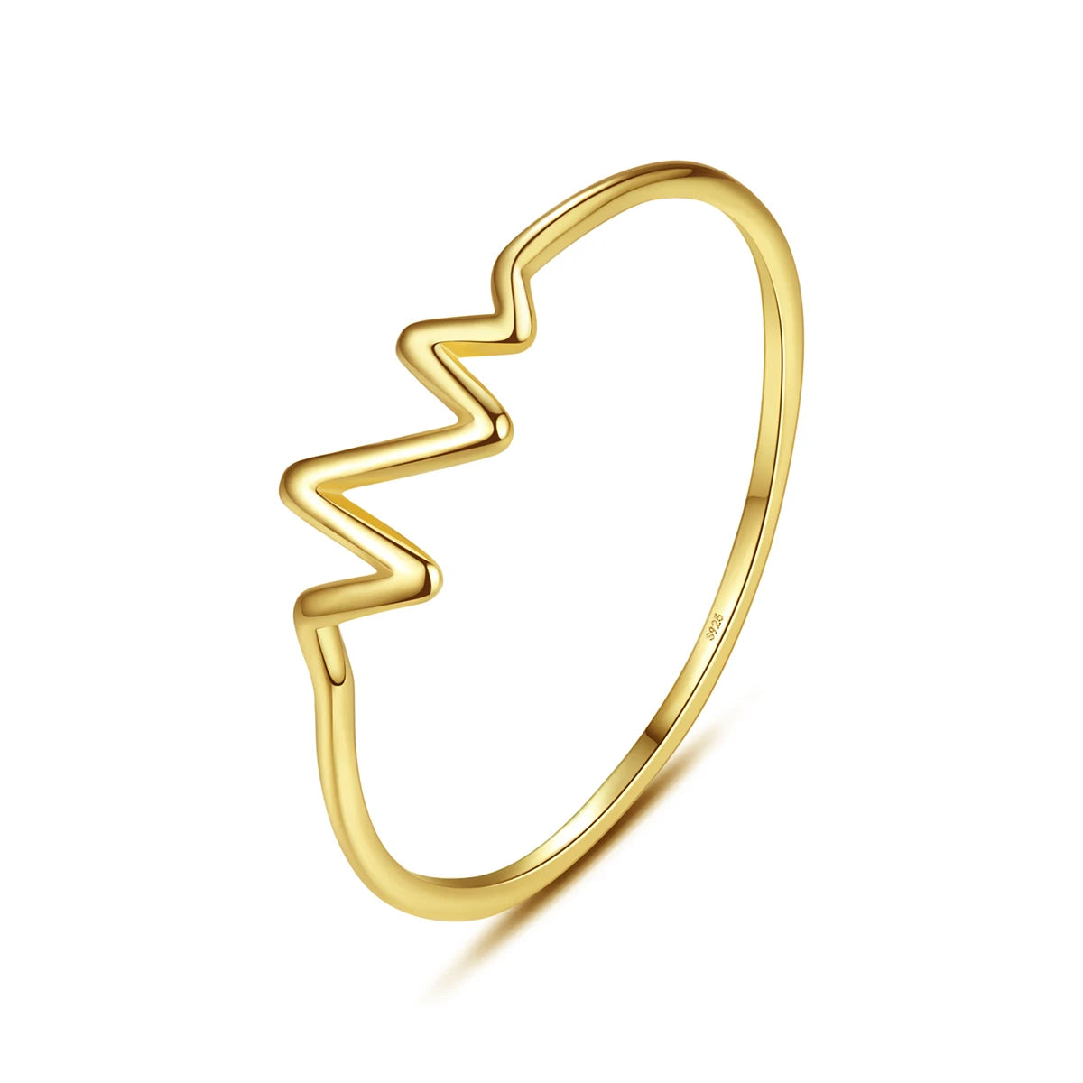 CZCITY Tiny 14K Gold Plated Silver Sea Wave Ring S925 Sterling Silver Ring for Women Stackable Trendy Ring