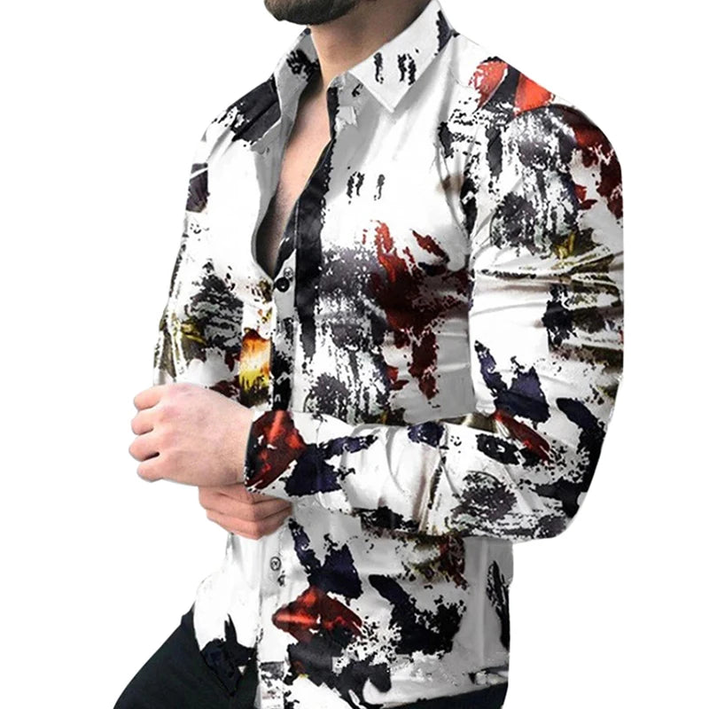 New Arrival Men's Long-Sleeved Formal Printed Shirt De Luxe Homme Chemise for Spring