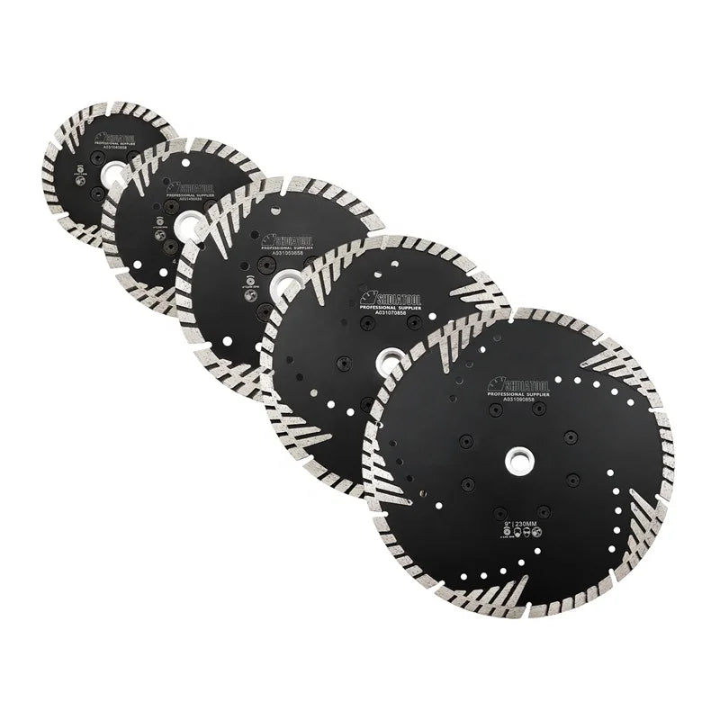 Turbo Segment Diamond Tile Cutter Circular Saw Blade With Slant Protection Teeth 5/8''-11 Flange for Cutting Granite Marble