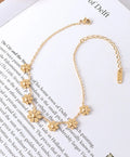 Fashion Jewelry Pastoral Style Gold Plated Stainless Steel Flower Pendant Gold Steel Women Anklets