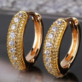 CAOSHI Luxury Sparkling Round Imitated Diamond Circle Earrings for Engagement Fashion Party Gold Plated CZ Hoop Earrings Women