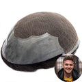 Q6 Toupee for Men Lace & PU Base Human Hair Replacement System Unit Toupee Wig for Men Durable Male Hair Prosthesis Men's Wigs