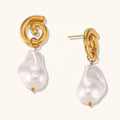 Dingran New Trendy 18K Gold Plated Baroque Pearl Drop Earrings Stainless Steel Earring Boucle D'oreille Fashionable Earrings