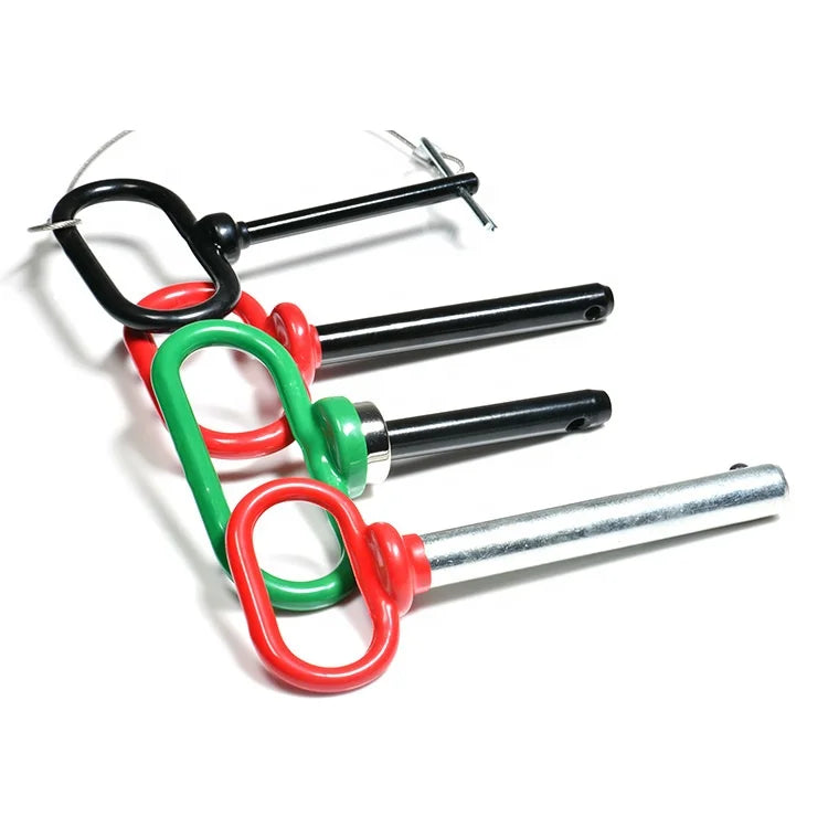 5/8"*4" Safety Ball Locking Hitch Pin with Hole Zinc Plated Coating Red Black Head Trailer for Tractor Hitch Pins