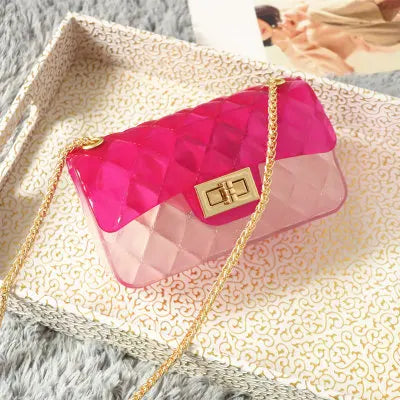 Women Slides Matching Purse and Handbag Ladies Jelly PVC Transparent Handbags Girl Chain Shoulder Bags