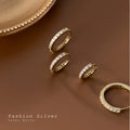 Different Size Korean Simple Fashion 925 Sterling Silver Single Row Drill Zircon Hoop Earrings for Women Girls
