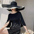 Oversized Beach Straw Hat for Women Fashion Large Wide Brim Visor Hats Roll up Floppy Sun Hat for Summer Beach Cap