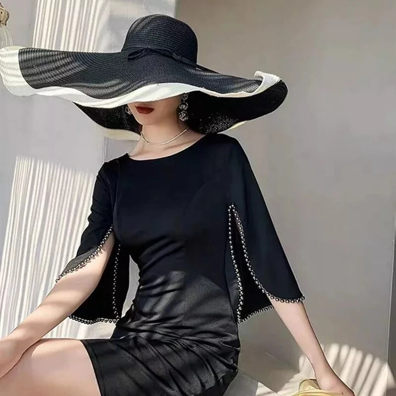 Oversized Beach Straw Hat for Women Fashion Large Wide Brim Visor Hats Roll up Floppy Sun Hat for Summer Beach Cap