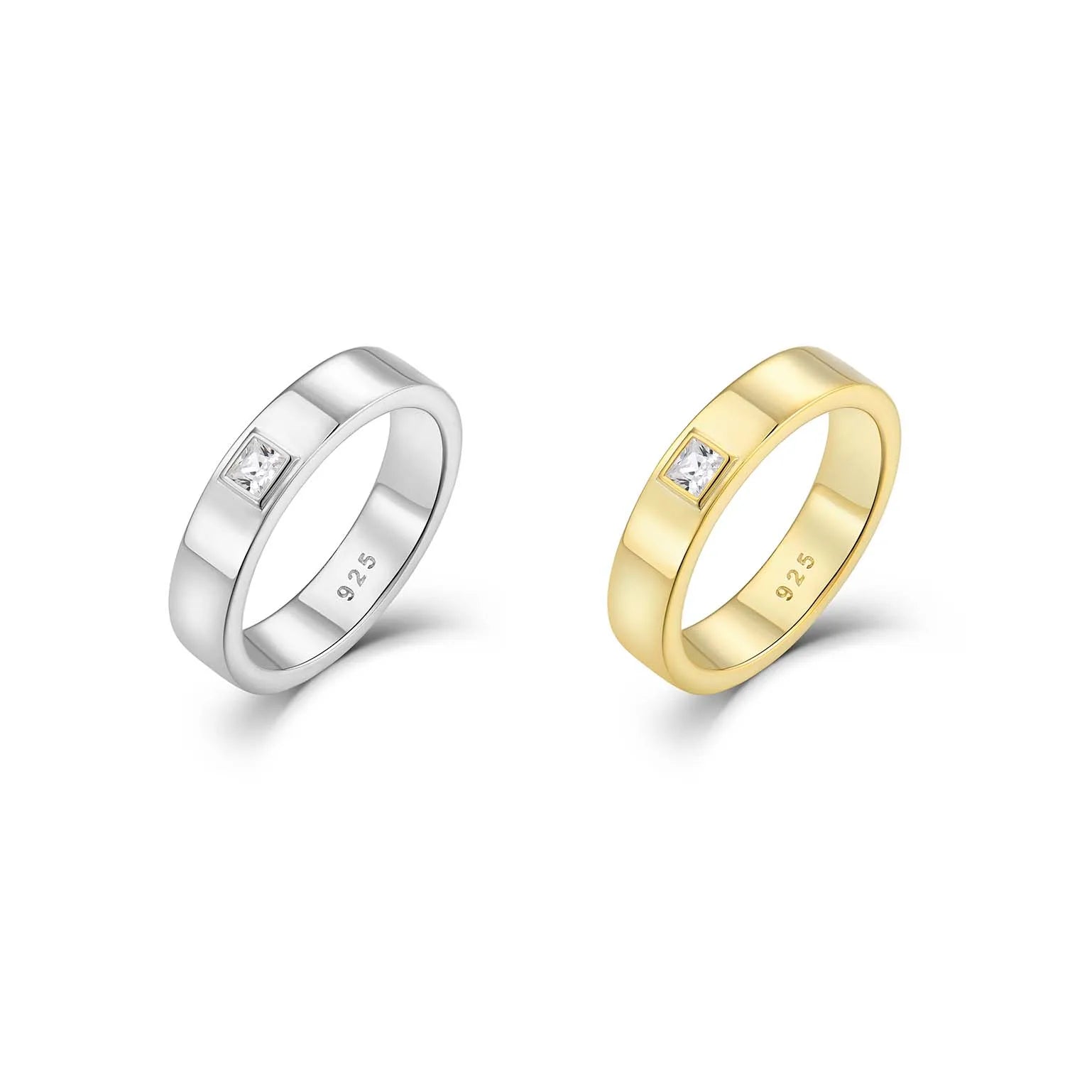 Qingxin CUSTOM OEM Fine Jewelry 18K Gold Plated 925 Silver Cubic Zircon Men Ring for Women Luxury Wedding