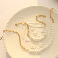 Fine Jewelry Stainless Steel Paperclip Link Chain 18k Gold Necklace Pearl Bracelet Necklace Jewelry Set for Women