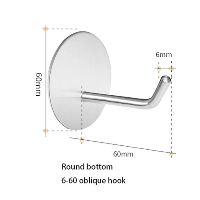 CUSTOM Kitchen Bathroom Wall Hooks 4 Packs No Drilling Rustproof Stainless Steel Round Metal Adhesive Hooks