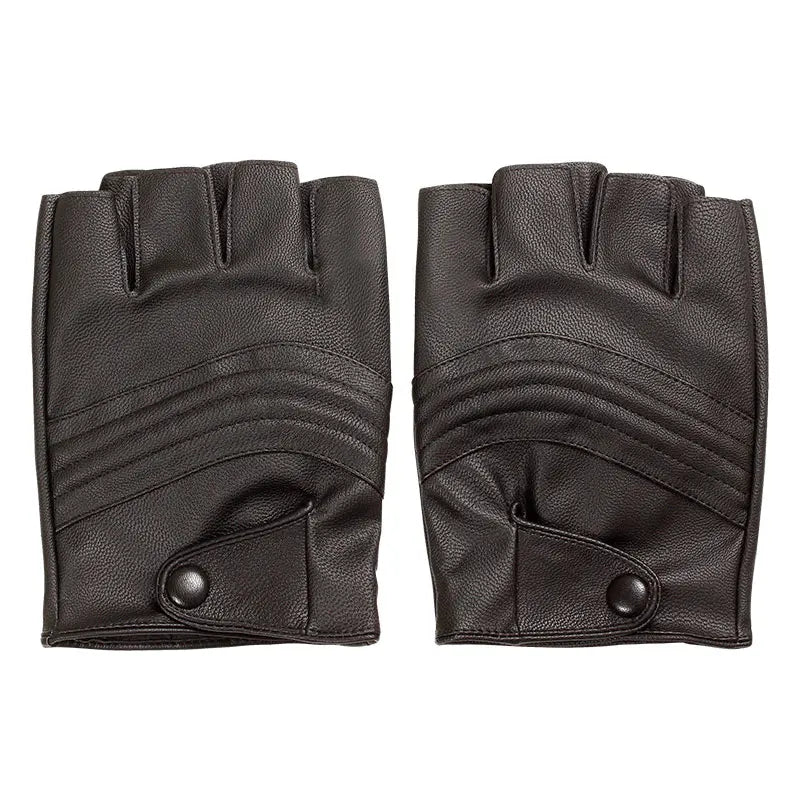 Men Fingerless PU Leather Sports Gloves Half Finger Leather Gloves
