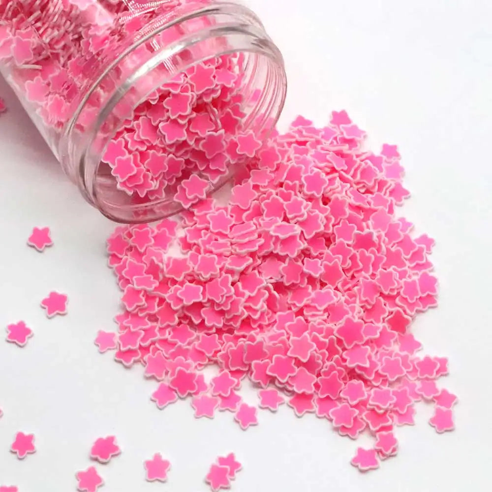 Pink Star Slices Polymer Hot Soft Clay Sprinkles for Slimes Filling DIY Crafts Nail Art Decorations Phone Decor 5mm
