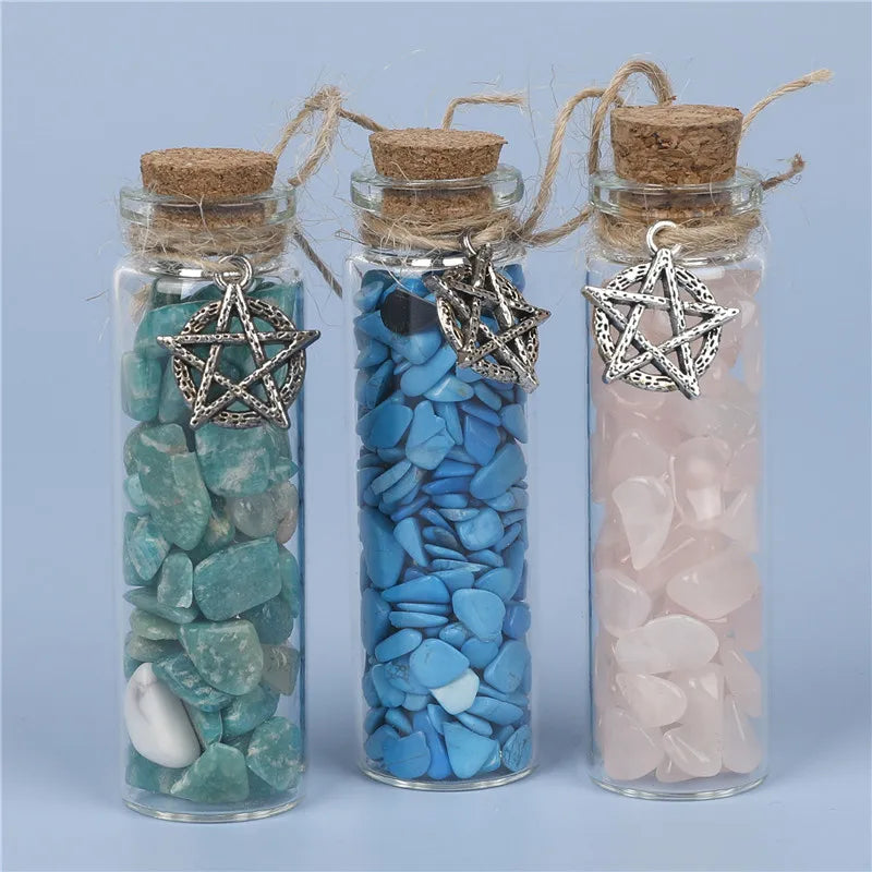 Mini Bottled Mineral Specimens Natural Crystal Gemstones Wish Bottles Drifting Bottles Boxed Home Decoration Ornaments