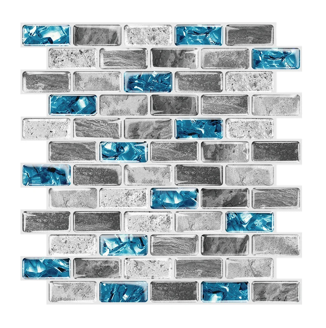 Long Strip Marble Subway 1.2mm Thickness Peel and Stick Vinyl Backsplash Wall Tiles 12 X 12" Inch