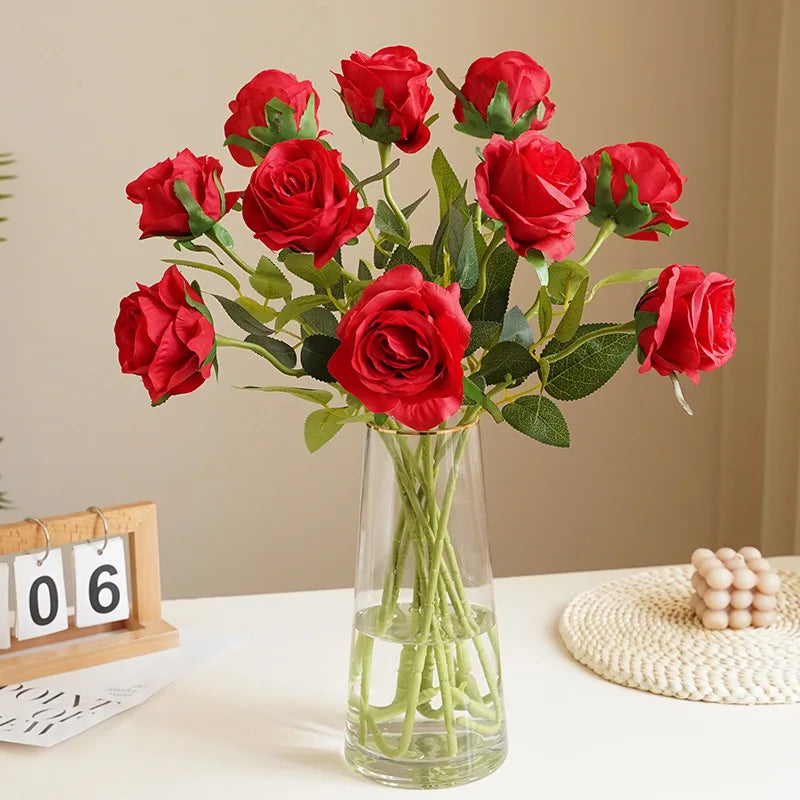 Wholesale Single Rose Flower Branch Silk Make Small Fresh Home Rose Flower Wedding Decoration Artificial Rose Flowers