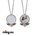Clearance 20% off Jewellery Photo DIY Brooch Necklace Sublimation Round-shape Angel Wing Brooch Necklace