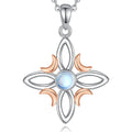Merryshine Rose Gold Plated 925 Sterling Silver Moonstone Irish Celtic Love Wicca Jewelry Delicate Witches Knot Chocker Necklace