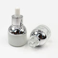 Empty Face Oil Glass Dropper Bottles With Plating Gold Silver Collar 20ml 30ml Round Serum White Bulb Dropper Bottle