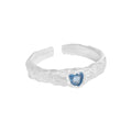 VIANRLA 925 Sterling Silver Ring Minimalism Adjustable Ring Blue Zircon Ring for Women Jewelry Gifts Wholesale