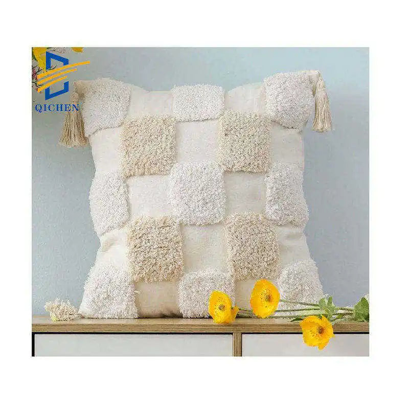 Innermor Bohemian Square Tufted Cushion Cover Designer Patio Furniture Throw Pillow Case for Home & Hotel for New Year's