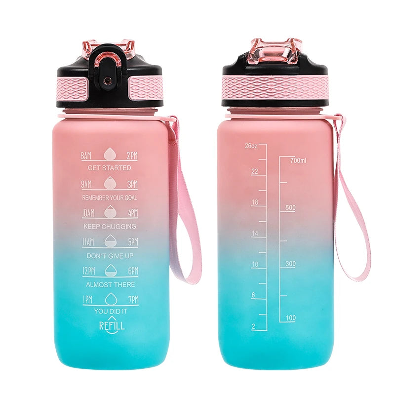 Customize Nice Advertising Gift Plastic Liner Creative Water Bottle Simple Flip Lid Leak Proof Portable Student Bottle with Rope