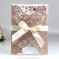 Factory Wholesale Glitter Laser Cut Card Wedding Invitations with Ribbon Envelopes New Year Greeting Cards