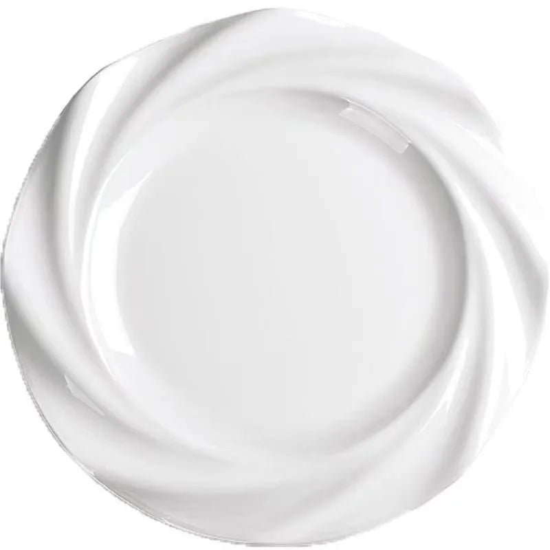 Solhui  European Hotel Solid White Plain Ceramic Plates Soup Plate Steak Plate of Tableware