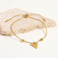 Popular Stainless Steel 18k Gold Plated Peach Heart Charm Bracelet Custom Wholesale Vintage Jewelry Design Drawstring Bracelet