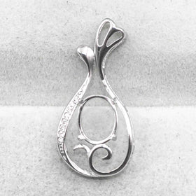 Sterling Silver 8*10mm Semi Mount Pendant Empty Frame Blank Support Setting S925 Base Holder Without Center Stone for DIY Inlay
