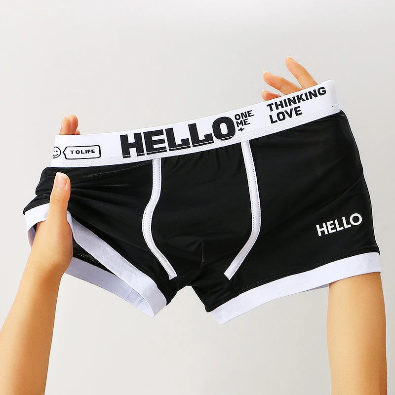 Men's Underpants Cotton Boxers Letter Belt Young Personality Trend Breathable Mens Boxer Briefs Boys' Underwear Shorts