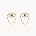 LOZRUNVE Brilliant 18k Gold Crystal Emerald Evil Eye Stud Earring Sterling Silver 925