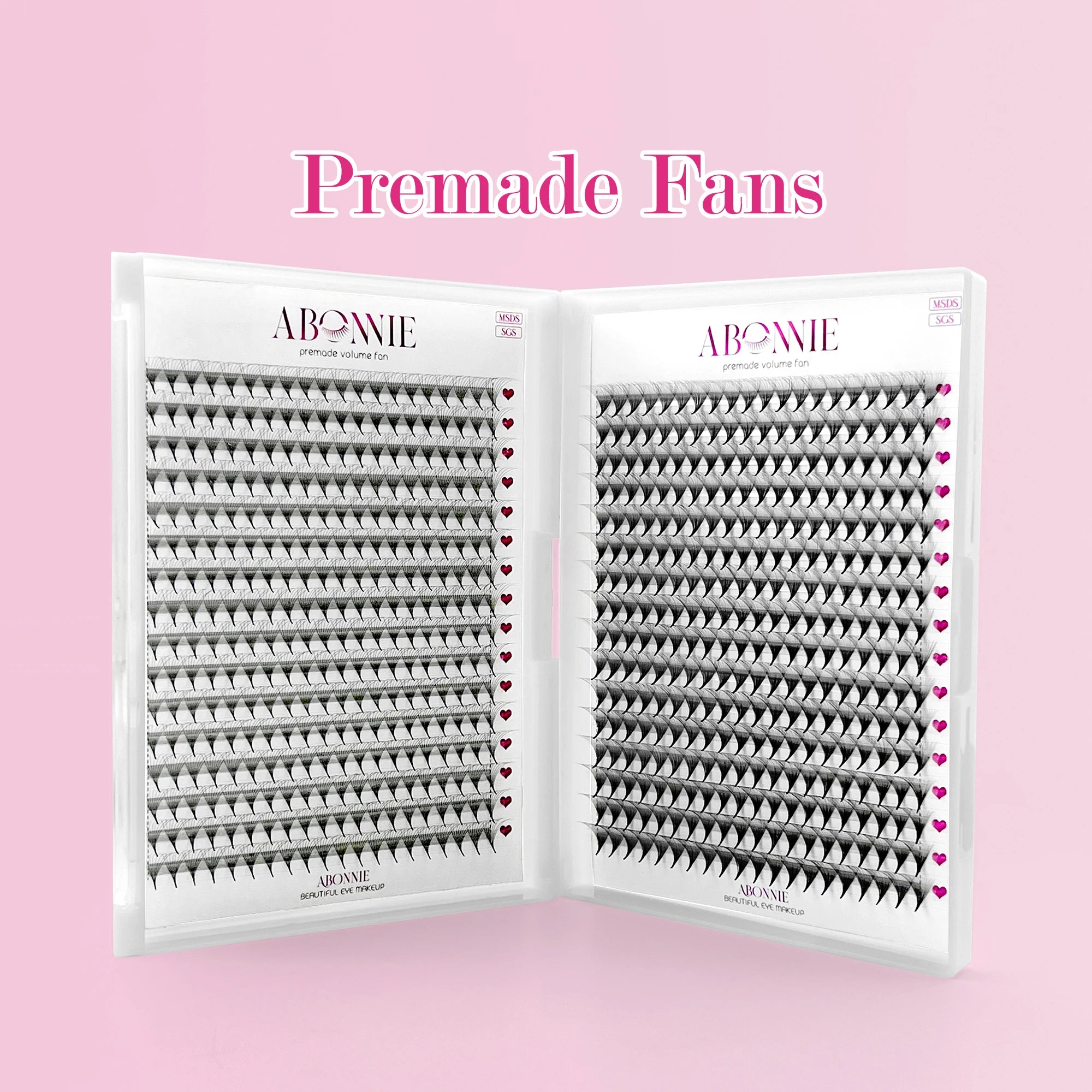 Abonnie Pre Made Lash Fans Long Short Stem Pre-made Lash Extension Trays Narrow Promade Eyelash Pointy Base Premade Volume Fans