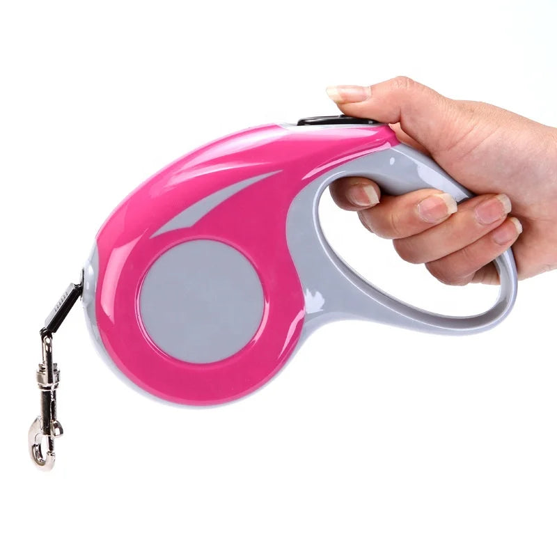 Nylon & Plastic Automatic Retractable Pet Leash Small & Medium Sized Dog Harness with Traction Rope Solid Pattern
