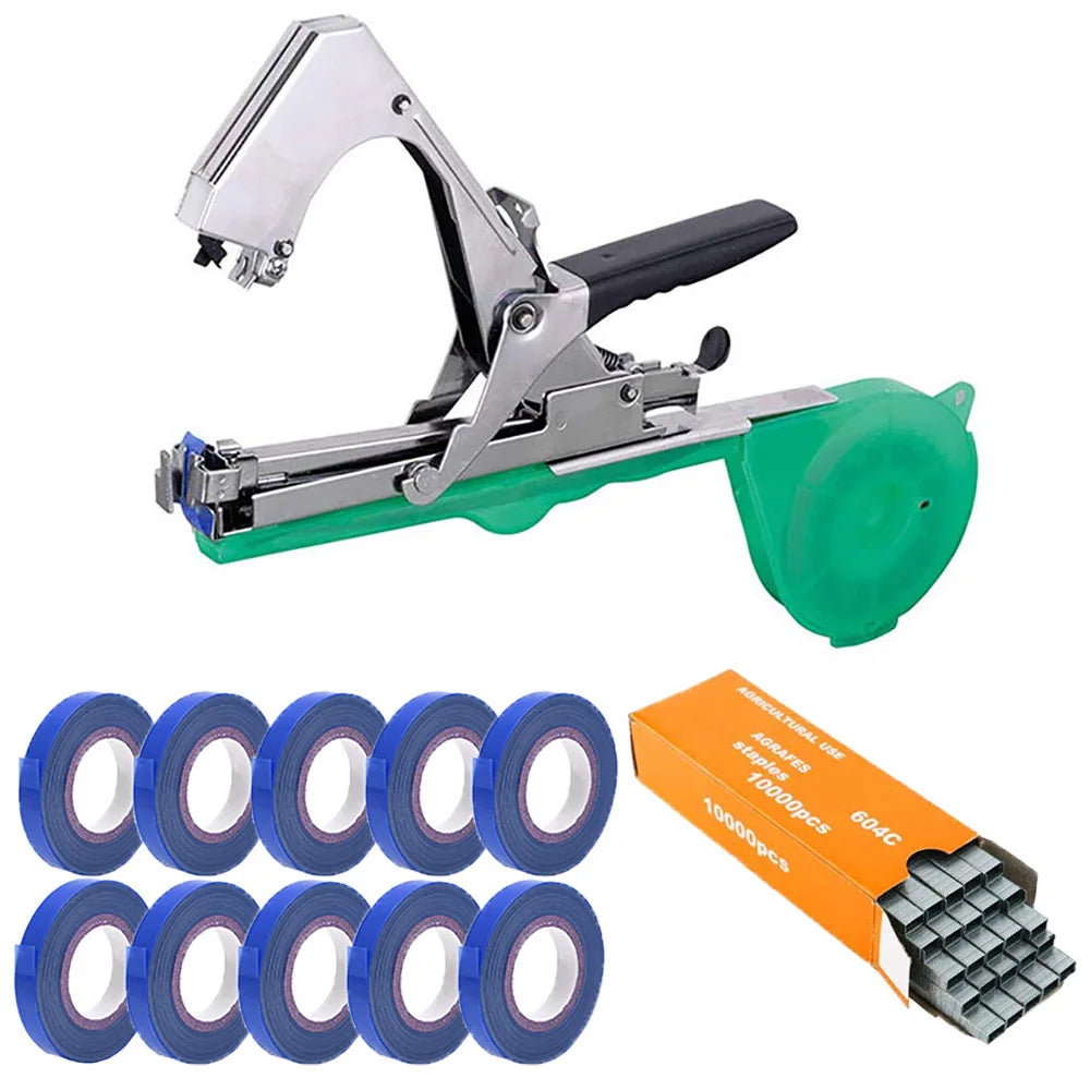 Tapetool With 10 Rolls Tape and a Box of Staples Set Plant Tying Machine Gardening Tapetool Tapener for Vegetable Grape