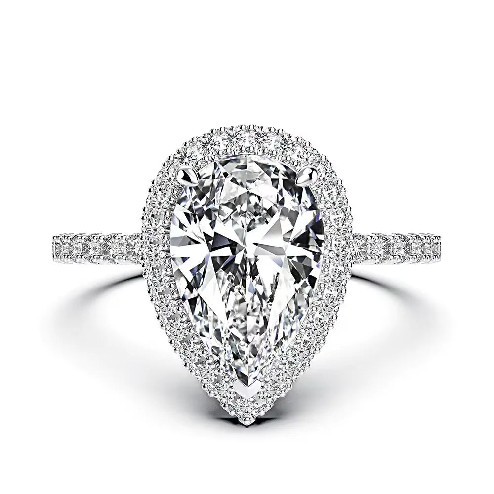 925 Sterling Silver Jewelry Diamond Moissanite Engagement Rings Heart Shaped Dainty Band Ring