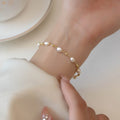 Daidan Bracelet Perle Naturel Bracelet Silver 925 6Mm Gold Plated Pearl Elegant Freshwater Pearl Bracelet